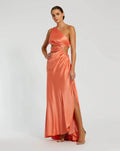 Orange Cut Out One Shoulder Satin Gown - FINAL SALE