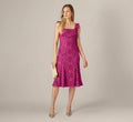 Floral Geometric Lace Midi Dress In Berry Multi