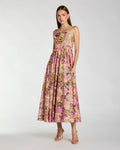 Multicolor Strapless Sequin Floral Midi Dress