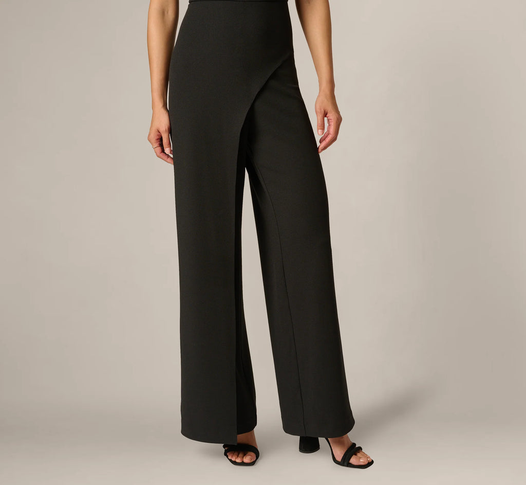 Buckle Shoulder Overlay Stretch Jumpsuit In Black