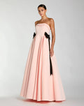 Pink Satin Strapless Ball Gown With Bow Details