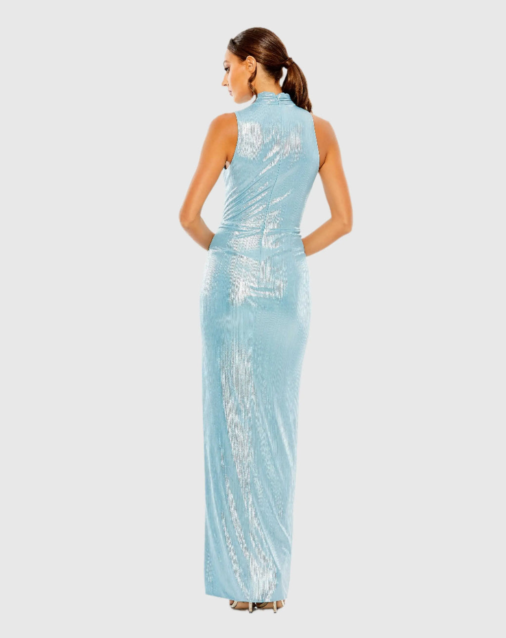 Blue High Neck Sleeveless Gown - FINAL SALE