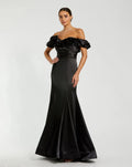 Satin Ruffle Off the Shoulder Mermaid Gown