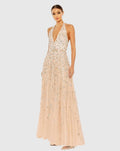 Floral Embellished Halter Strap A Line Gown