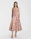 Sleeveless Brocade A Line Midi Dress