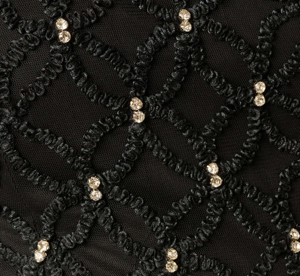 Draped Crepe Beaded Combo Gown In Black