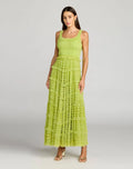 Micro Ruffle Sleeveless Scoop Neck Maxi Dress