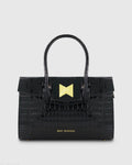 Crocodile Leather Tote Bag With Gold Hardware