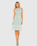 Embellished Ruffle Tiered High Neck Floral Dress