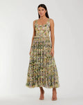Yellow Multicolor Floral Printed Ruffle Midi Dress