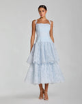 Sleeveless Embroidered Lace Tiered Midi Dress