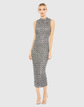 Embellished High Neck Sleeveless Column Dress