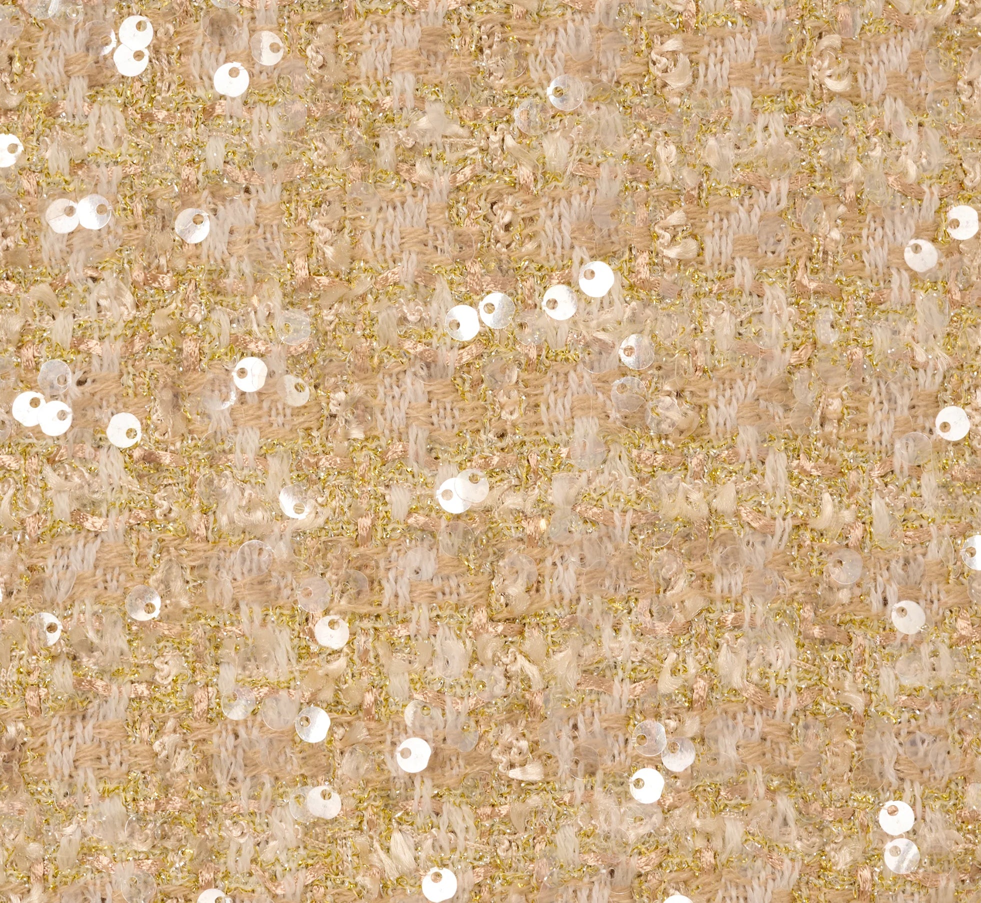 Collared Sequin Tweed Midi Dress In Champagne