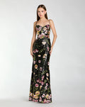 Sleeveless Bustier Floral Applique Gown