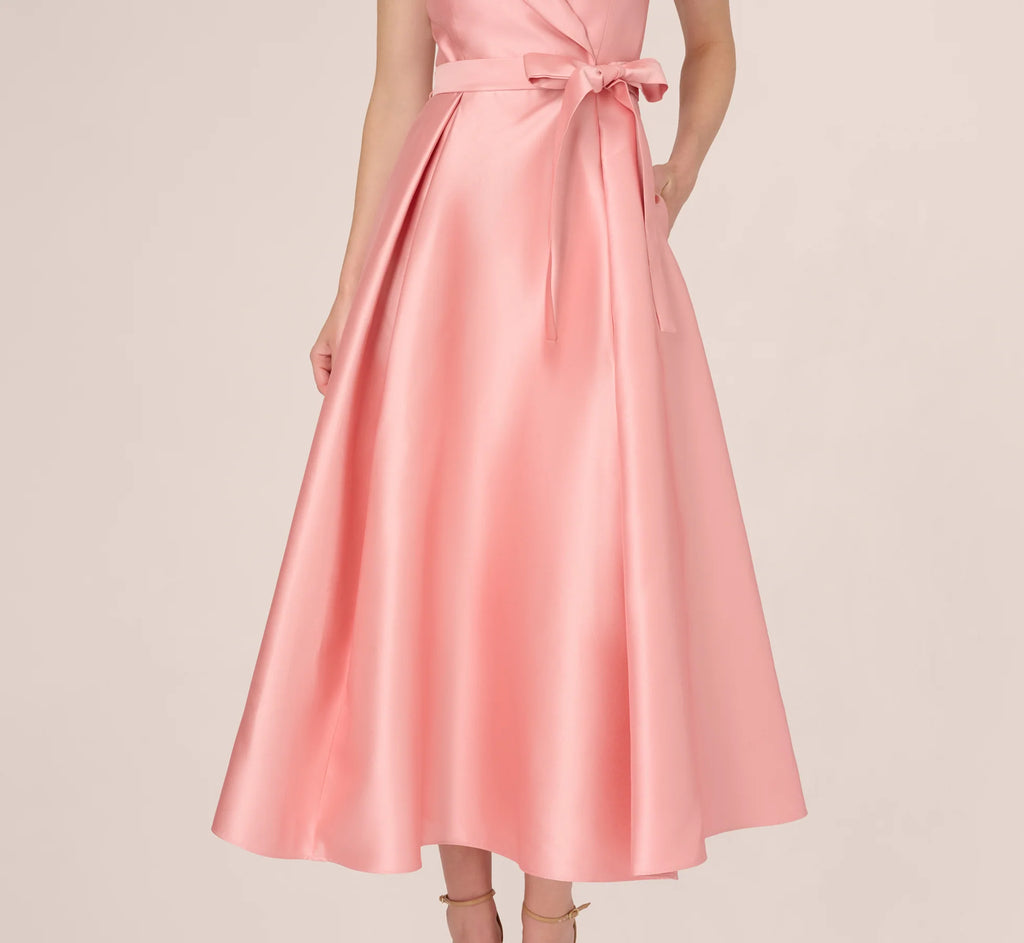 Sleeveless Mikado Suit Dress In Apricot Ice