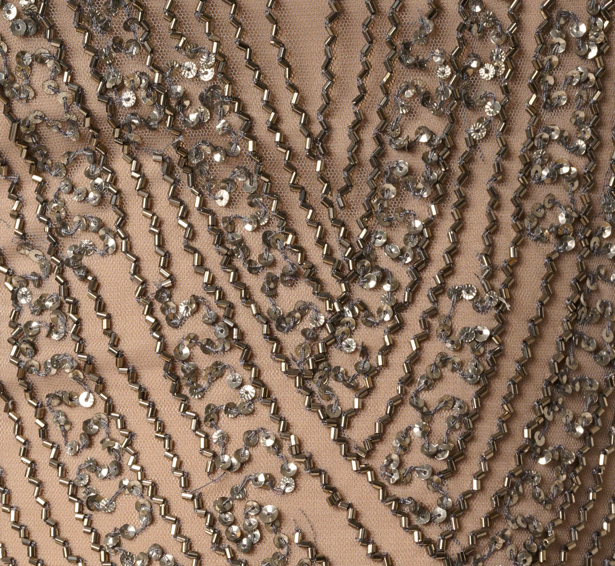 Hand Beaded Off Shoulder Gown In Sterling