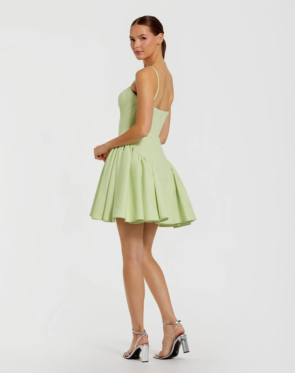 Green Sweetheart Neck Spaghetti Strap Mini Dress