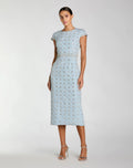 Hand Embellished High Neck Midi Dress