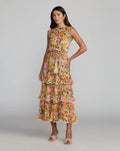 Multicolor Floral Tiered Ruffle Midi Dress