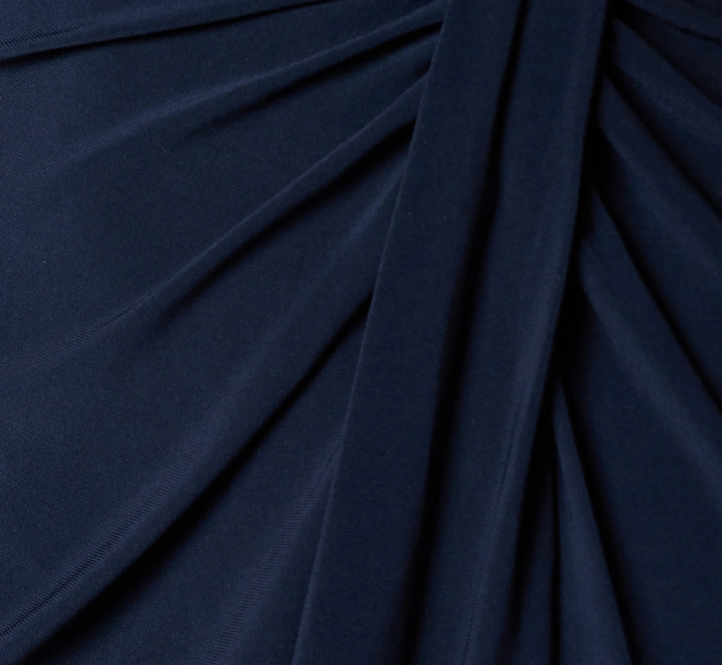 Long Sleeve Tuxedo Stretch Midi Dress In Midnight