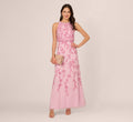 Sleeveless Blouson Mermaid Gown With Jasmine Beading In Pink Lace