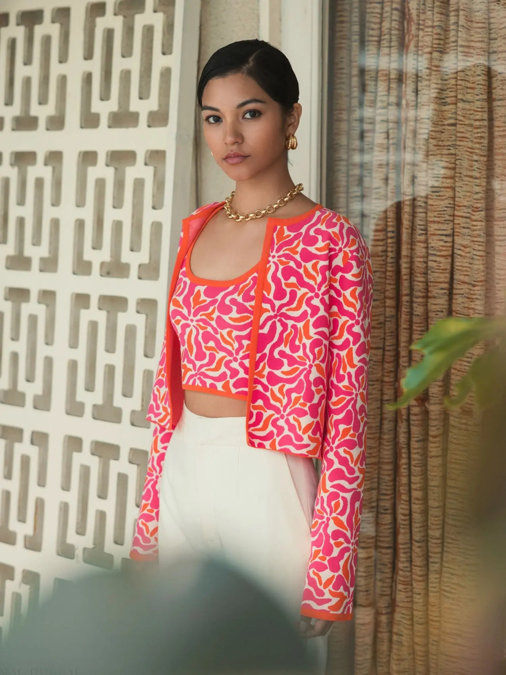 Multicolor Long Sleeve Knit Floral Cardigan